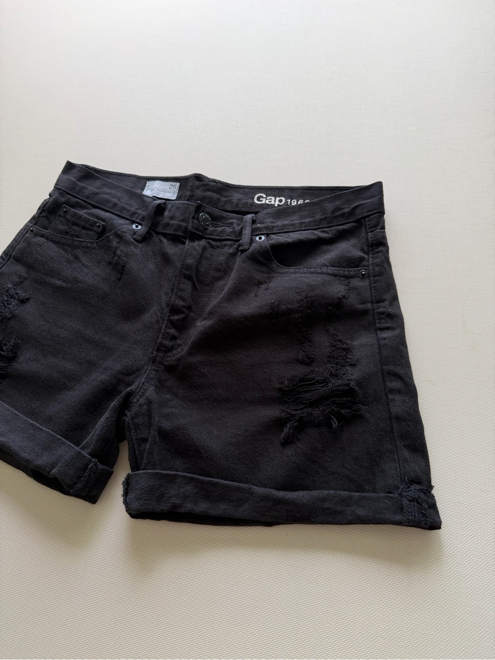 GAP Black Distressed Cuffed Women's Jean Shorts